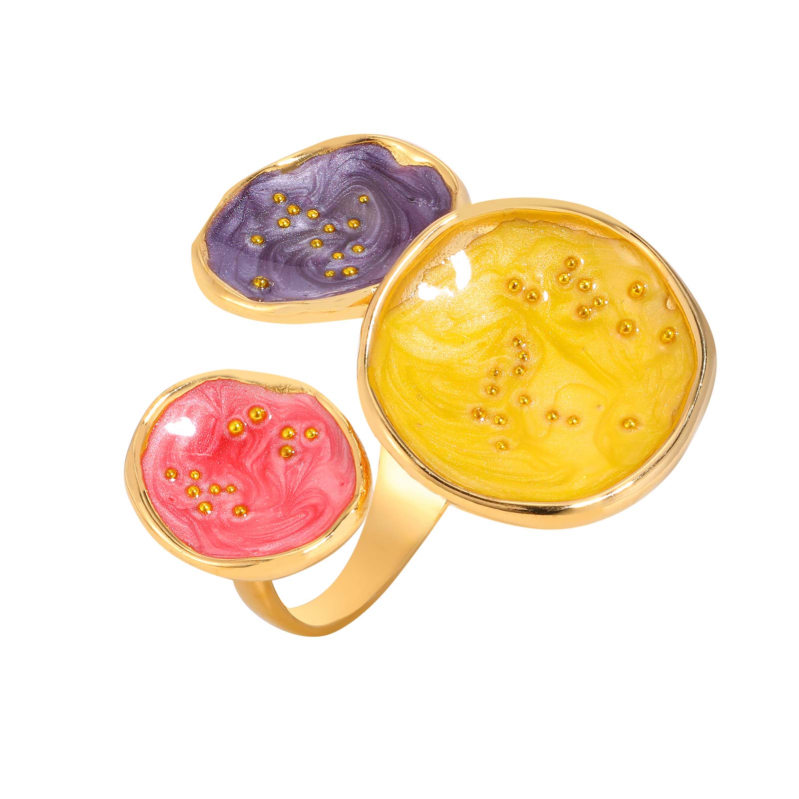 

Vnox High End Painting Art Rings, Surface Stainless Steel Fill Enamel Design, Trendy Party Rings For Women