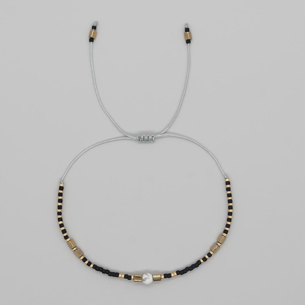 Trendy Deep Blue & Gold Rice Bead Pearl Hand Bracelet: Niche Design Women's Fashion Accessory