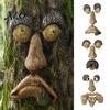 Whimsical Forest Tree Art Glow?in?the?Dark Face Garden Decor, Funny Old Man Bark Ornaments Resin Ornament, Outdoor Halloween Easter Hugger Yard