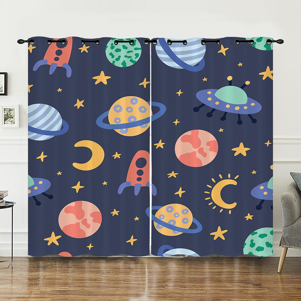 Curtains Bedroom Curtains Digital Printing Astronaut Planet Starry Sky Blackout Curtains