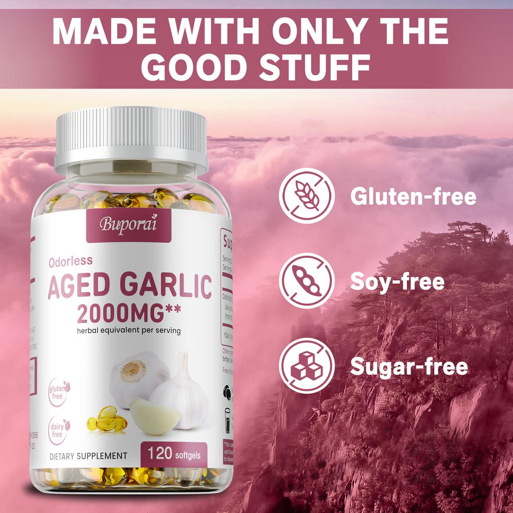 Capsule di aglio invecchiato ad alta concentrazione, 2000 mg, potente antiossidante, supporta la salute immunitaria, adatte sia per uomini che per donne.