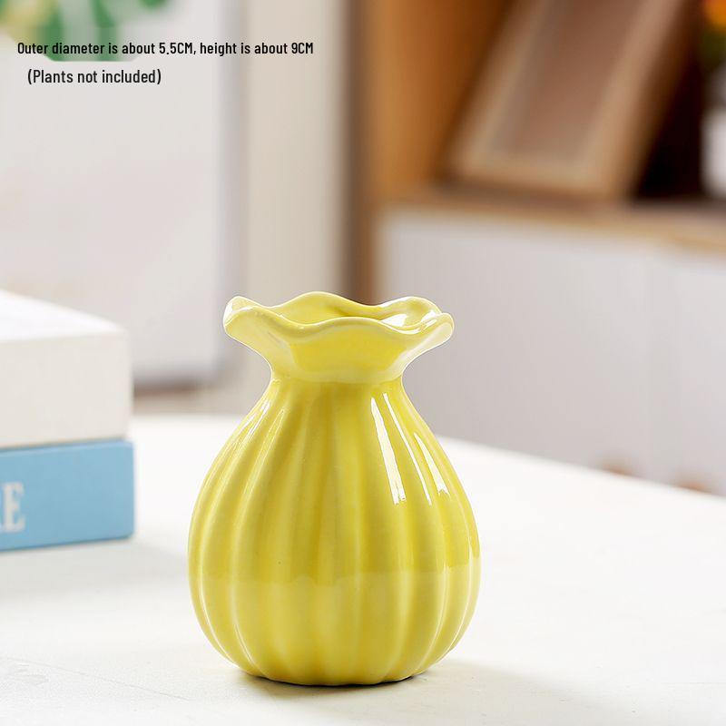 Modern Ins Style Lace Mini Ceramic Vase for Living Room Decor