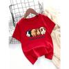 Children Crew Neck Short Sleeve T-Shirt with Cartoon Guinea Pig Print