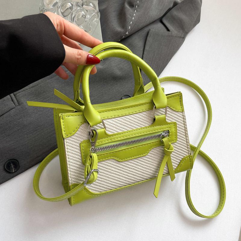 

Модная сумка-тоут с контрастной цветной вставкой, летний новый продукт, простая сумка через плечо, универсальная сумка-мессенджер зелёный