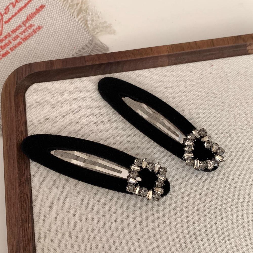 Autumn and Winter Velvet Love Rhinestone Hairpin Feeling Bb Clip Bangs Broken Hair Word Clip Hair Accessories Tide