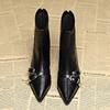 Herbst Winter Mode Dicke Absätze Stiefeletten Damen Mode Metall Dekoration Schuhe Streetstyle Party Kurze Stiefel Damen