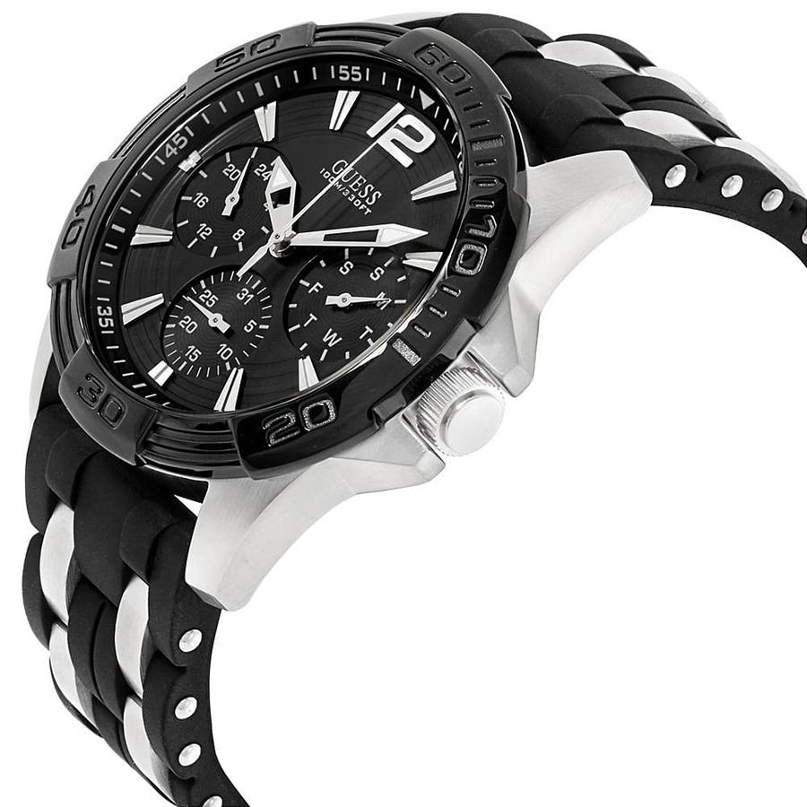 Guess Men's Black Quartz Watch With Dual Tone Strap Three Dial Display Date Week And Hour Display W0366g1