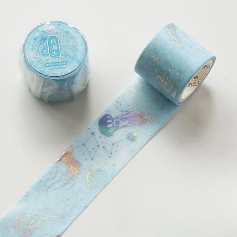 3cm Wide Dream Stars Laser Masking Washi Tape Map Decorative Adhesive Tapes Decora Scrapbooking Sticker Label Stationery
