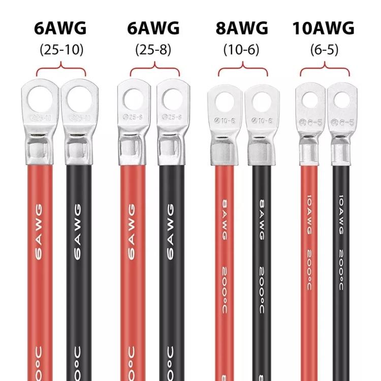 8AWG 10-6 Car 50cm Red + Black Pure Copper Battery Inverter Cable