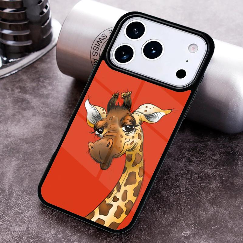 Animal Funy Grey Giraffes with Glasses Phone Case For iPhone 17 16 15 14 13 12 11 Pro Max Plus 17Air Soft Silicone Cover