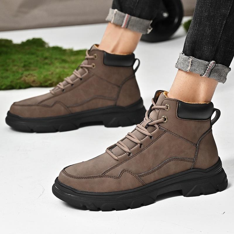 Martin Boots Men's Autumn New High-top Casual Tooling Boots Soft Leather Medium-top Locomotive Sports British Leather Trendy Men's Shoes