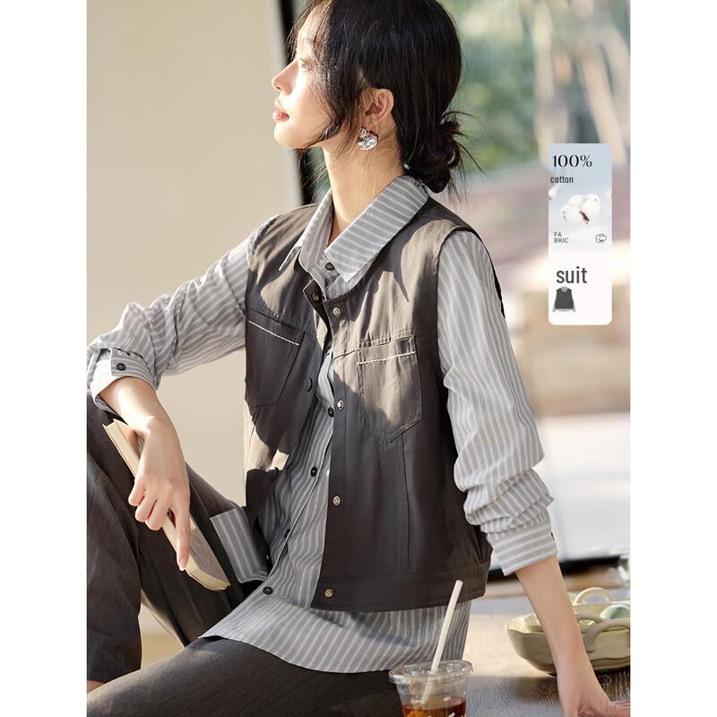 XWI Women s Cotton Vest & Shirt Two-Piece Set M