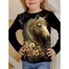 Girl Clothes Fashion Horse 3D Print Kids Long Sleeves T-Shirt Loose Casual Autumn Tops Outdoor Comfortable Children's Clothing