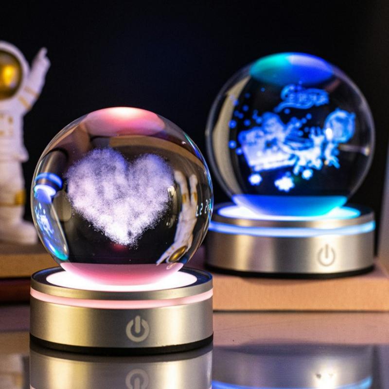 8cm 3D Earth Laser Engraved Crystal Ball Solar System Planet Milky Say Galaxy Globe Glass Sphere Astronomy Gift Home Decoration