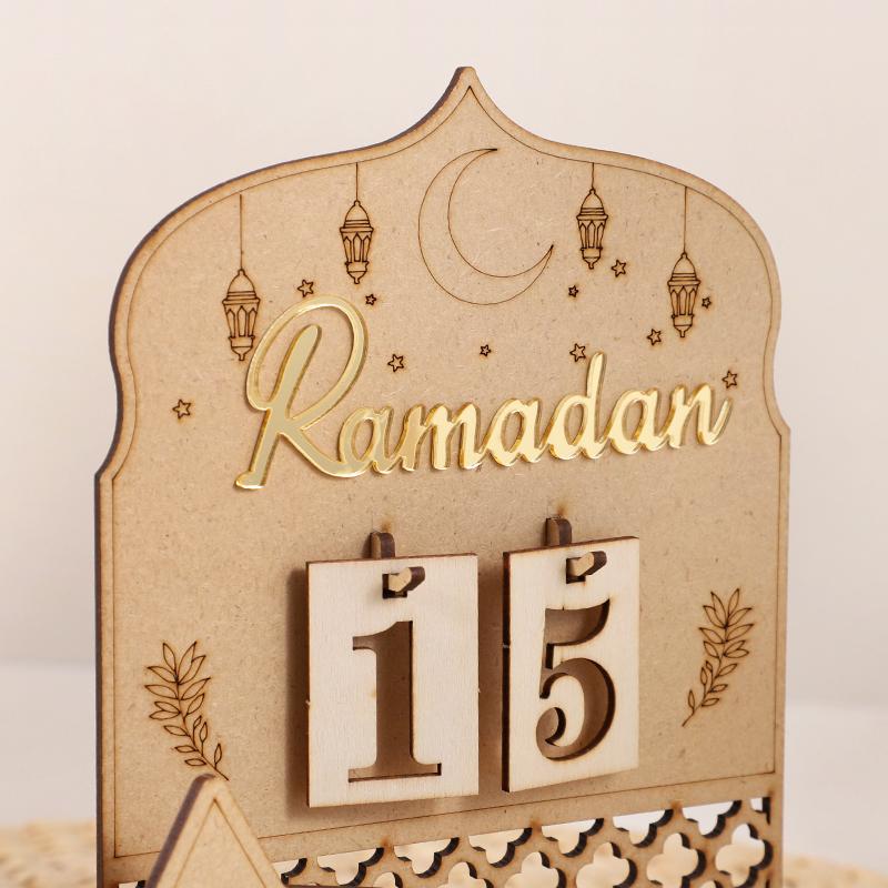 Ramadan Countdown Advent Calendar Eid Mubarak Wooden Ornaments Muslim Party Supplies 2025 Ramadan Home Decoration Accessories