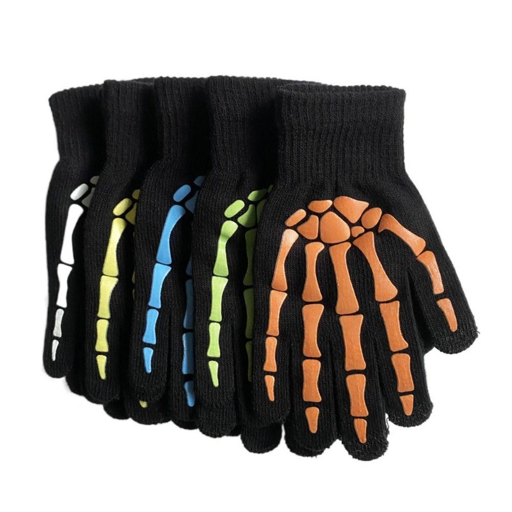 

Full Finger Luminous Skeleton Claw Gloves Windproof Halloween Bone Claw Gloves Men помаранчевий