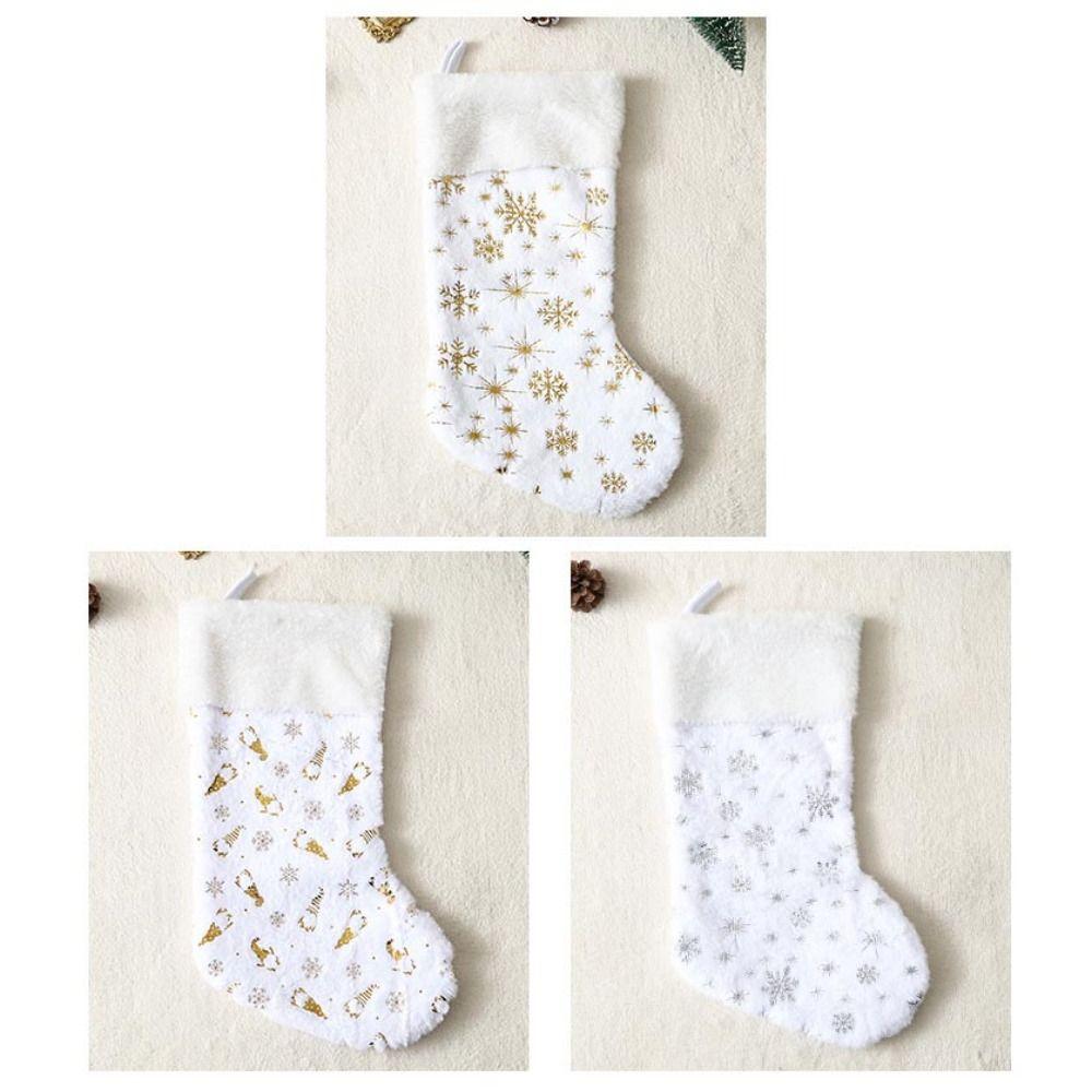 New Snowflake Christmas Knitted Socks Embroidered Gift Bags Large Capacity Hanging Candy Bag Christmas Home Ornaments