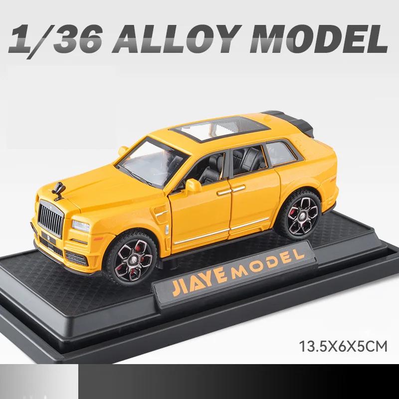 

1:36 Scale Wheel Rolls Royces Cullinan SUV Diecast Car Metal Model Pull Back Vehicle Alloy Toys Collection With Light & Sound жёлтый