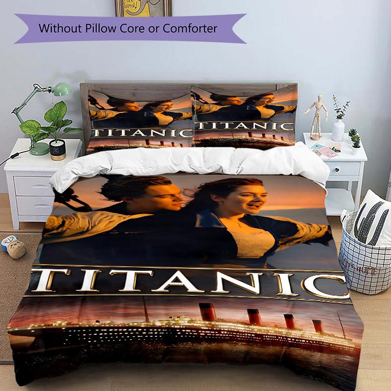 3pcs Titanic poster Duvet Cover Set, 1 Duvet Cover + 2 Pillowcases (No Insert), High-Definition Print, Home & Dorm Set yy251208039