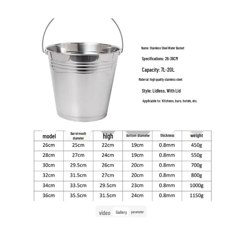 Kaooseen Stainless Steel Handheld Bucket