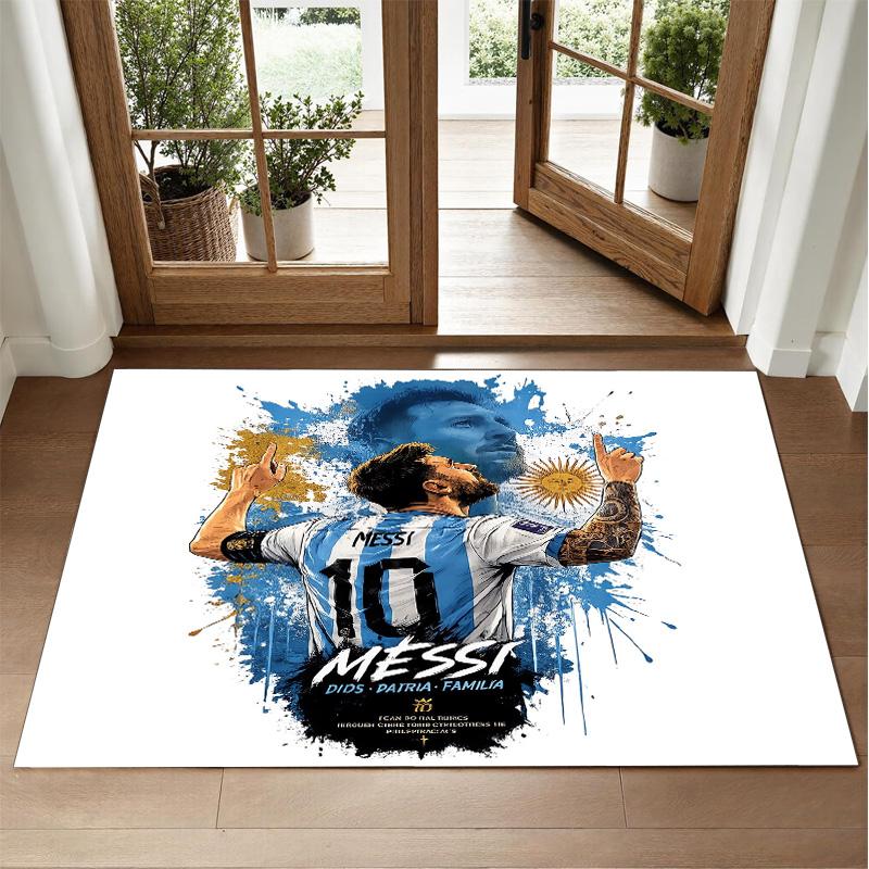 Lionel Messi Design Crystal Velvet Rug Soft Decorative Mat for Bedroom Entrance