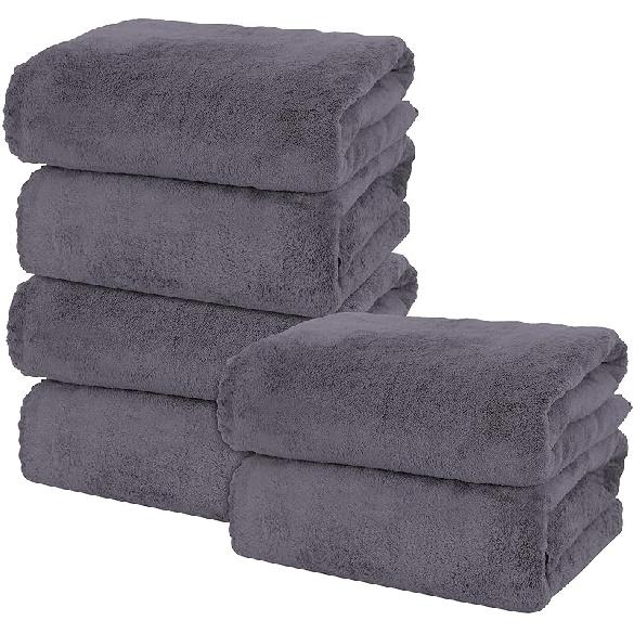 MOONQUEEN 2 Pack Premium Bath Towel Set - Quick Drying - Microfiber Coral Velvet Highly Absorbent Towels - Multipurpose Use as Bath Fitness, Bath Towel серый