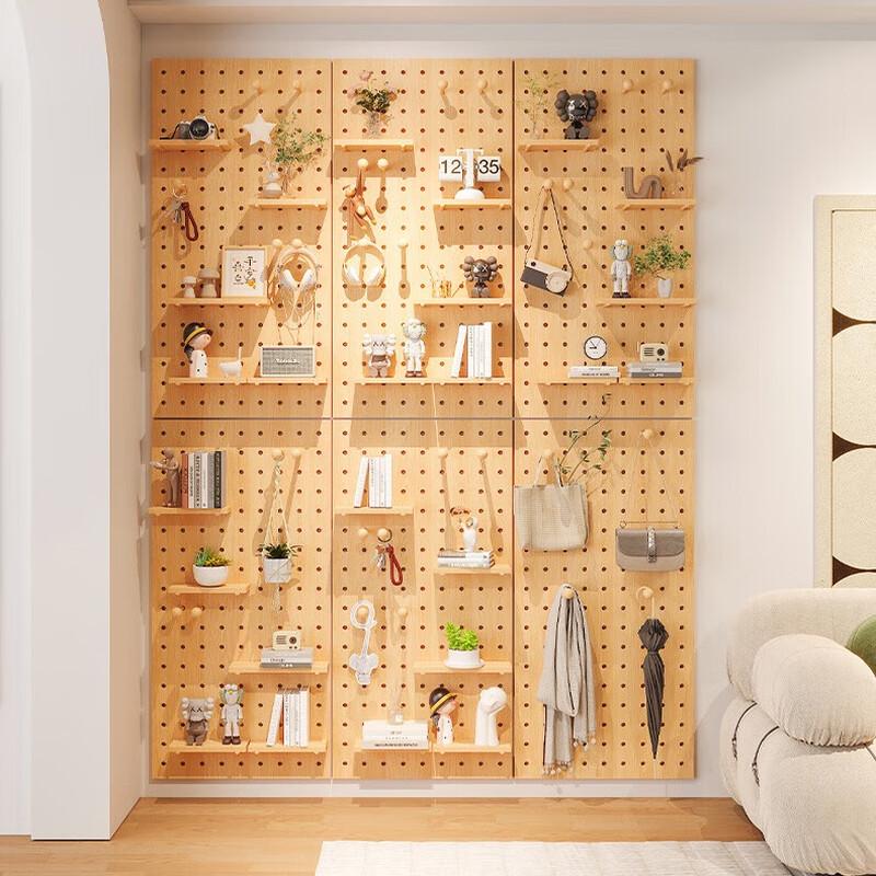 Solid Wood Nordic Wall Pegboard Shelf