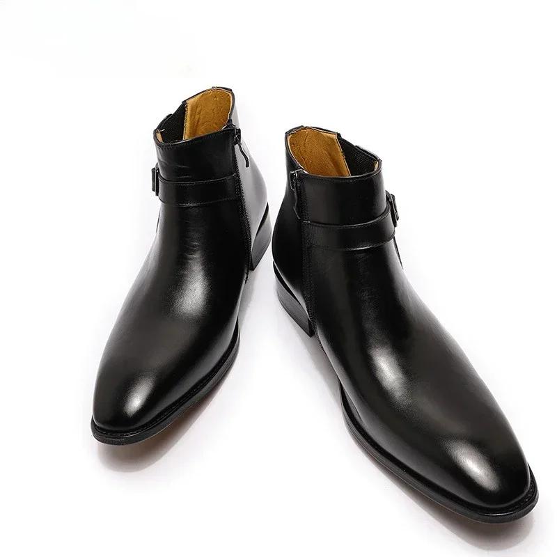 Mode Übergroße Vintage Europäisch Amerikanische Chelsea Boots Herbst Winter Herren Echtleder Stiefeletten Herren Rindsleder Handgefertigte Schuhe