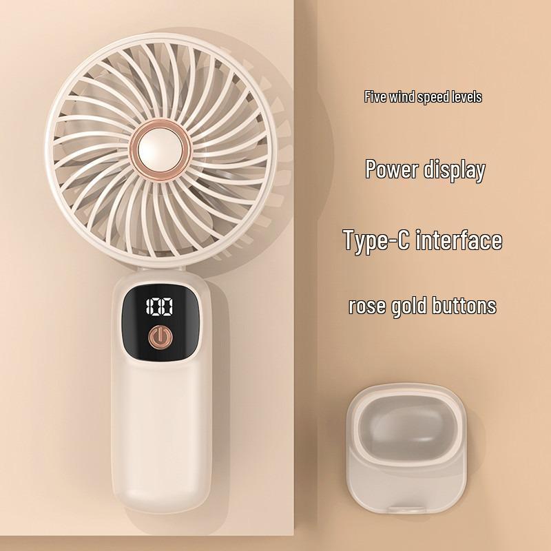 USB Mini Handheld Fan with LED Display - Portable Gift for Students and Dorm Rooms