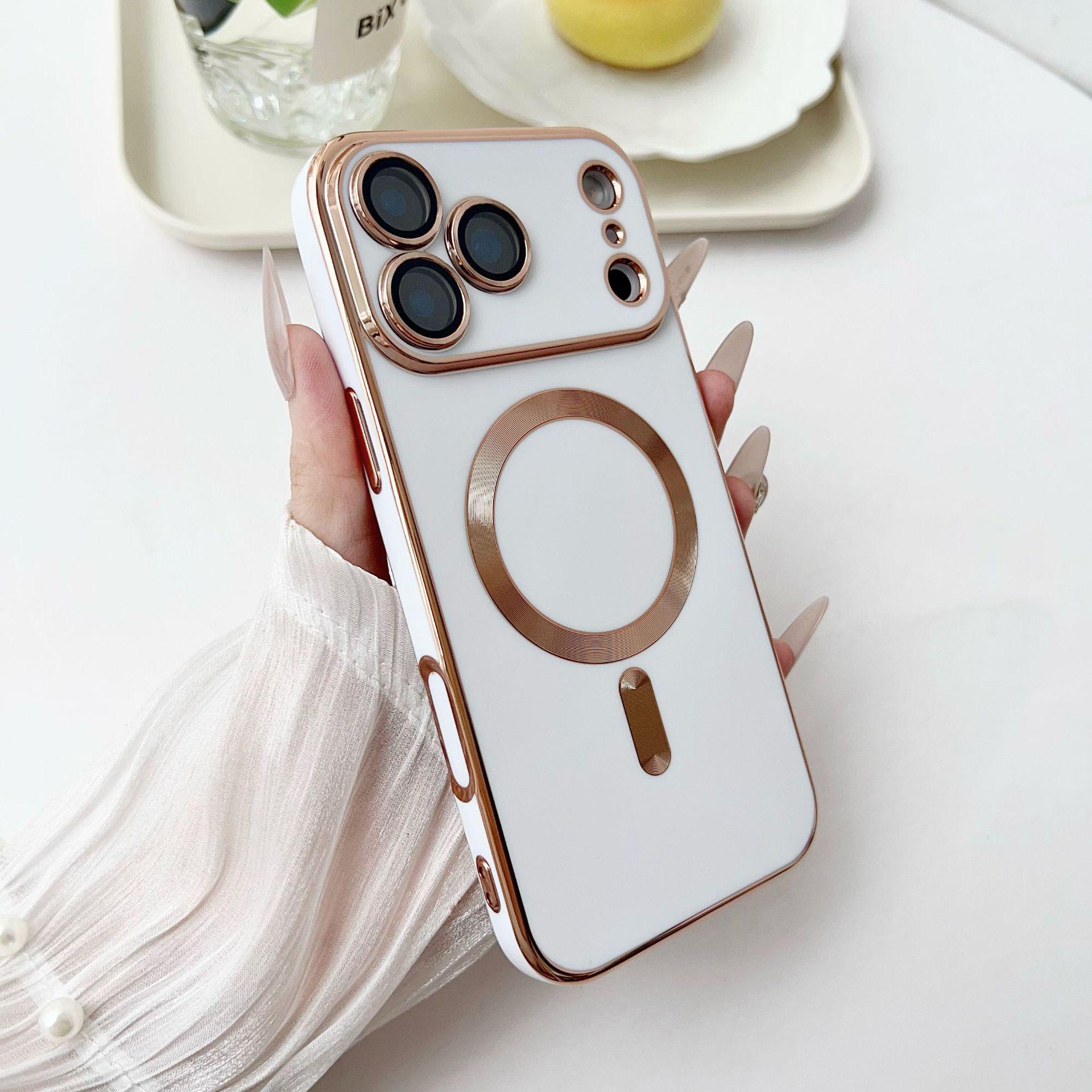 

iPhone 17 Electroplated Magnetic Case with Skin-Feel and Apple 16 Lens Film Protection 14 Pro Max