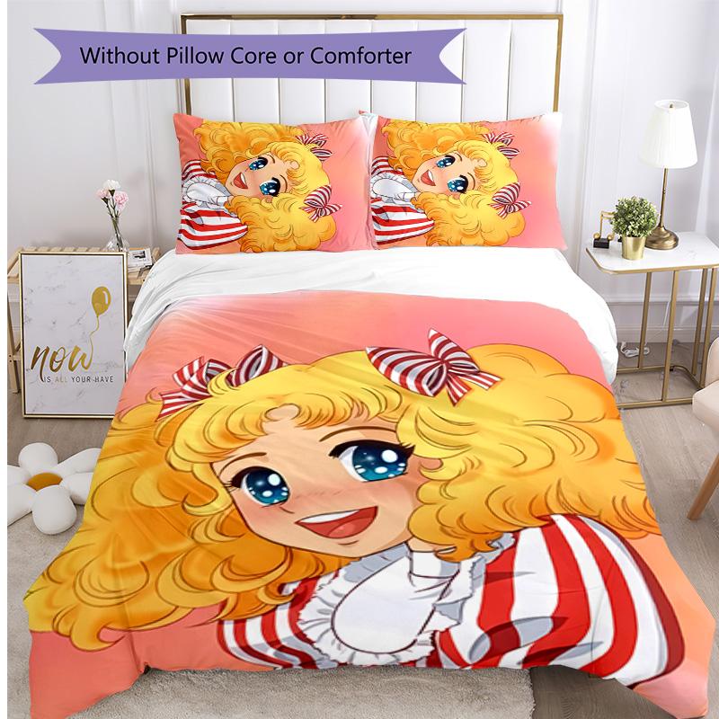 Candy Candy Beddengoed Set 3 Delen Zacht Ademend Dekbedovertrek Kussenslopen Set Wasbaar Slaapkamer Decoratie Huiscadeau