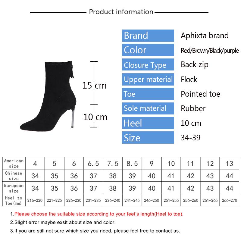 Fashion Aphixta Stiletto Boots Women Shoes Zip Stretch Fabric Female Botas Pointed Toe Mid-Calf Socks Thin High Heel Elastic High Boots
