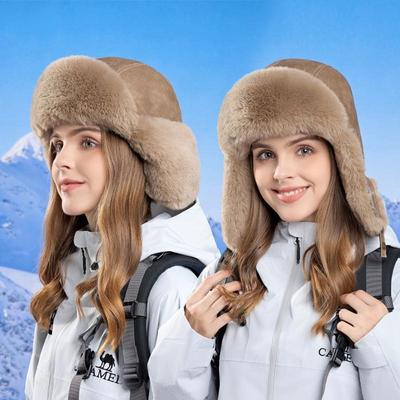 Women Autumn Winter Warm Ear Protector Outdoor Cycling Hat Cold Resistant Imitation Fur Hair Bomber Hat Sweet Cute Lei Feng Hat
