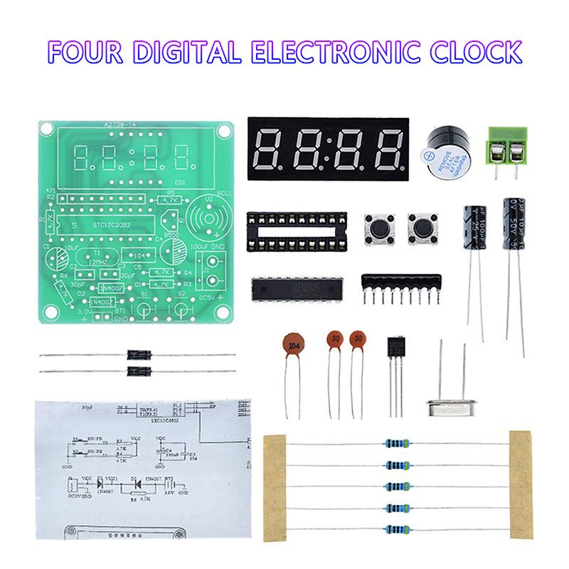 AT89C2051 Digital LED Display 4 Bits Electronic Clock Electronic Production Suite DIY Kit DC3.7V-5.5V Four-digit Clock Kit