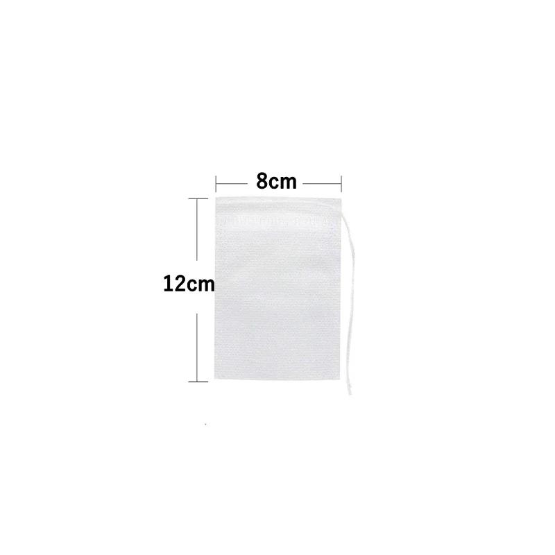 100pcs Disposable Tea Bags Non-woven Fabric Tea Filter Bags with Drawstring Filter Paper Teabags for Loose Leaf Tea Herb Teaware