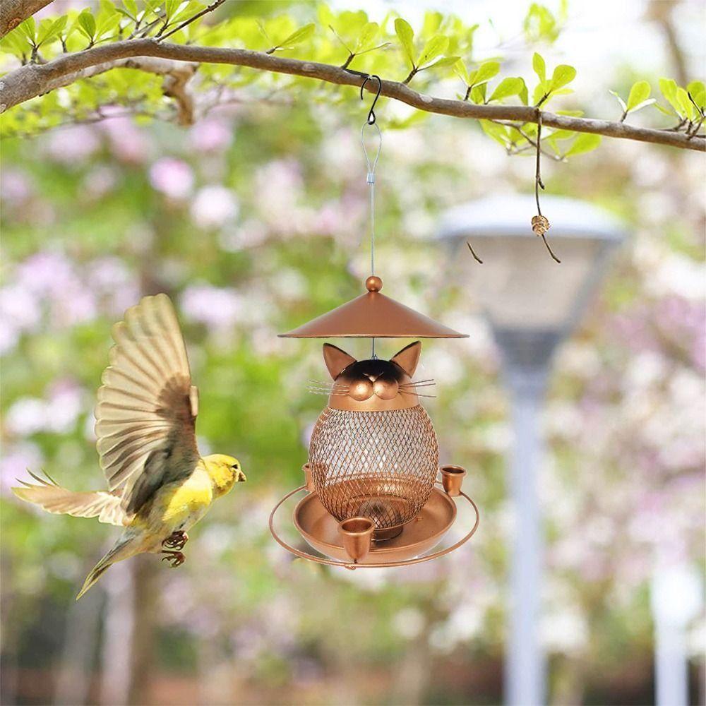 Cat-Shaped Parrot Feeding Station Cute Bird Water Bowl Bird Raising Tool Bird Feeder  Outdoor