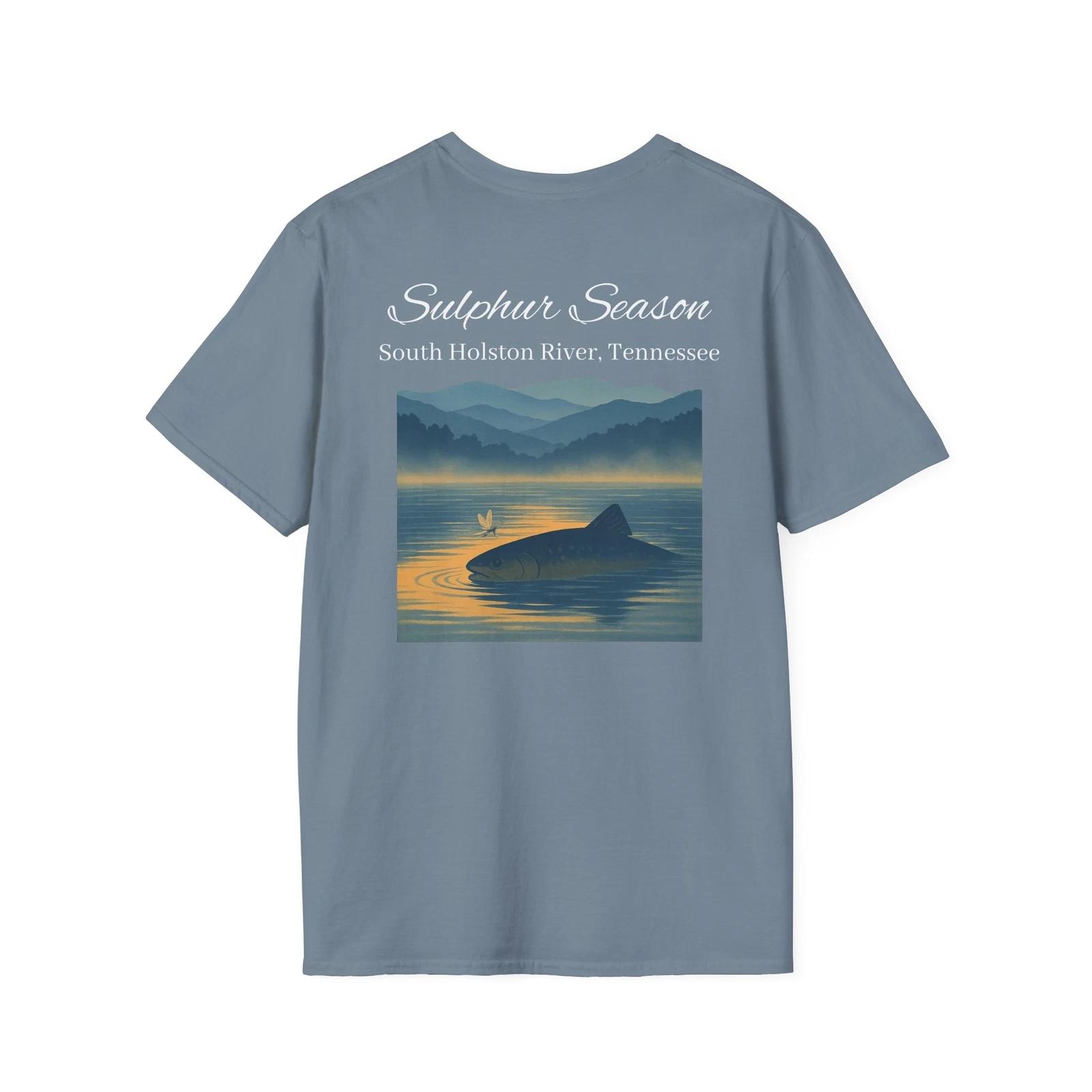 Fly Fishing T-Shirt, South Holston River Trout Tee, Sulphur Season, Trout Bum XL