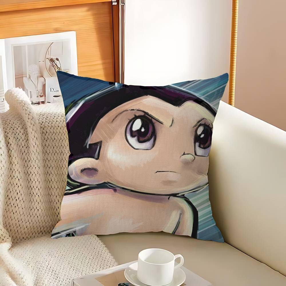 Vintage A-Astro Boy Pillow Covers Cartoon Sofa Decorative Home Double-Sided Printing Short Plush Cute Cushion Cover