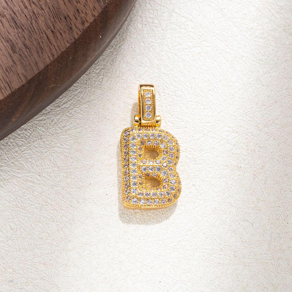 European-American Trend Zirconia Necklace with Inlaid Full Diamond 26-Letter Alloy Women's Pendant