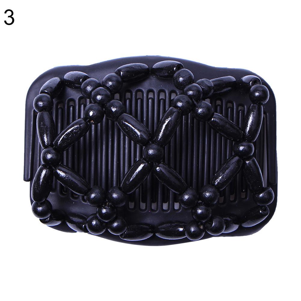 Accessorio per pettine con clip per capelli, copricapo da donna con doppio cursore, perline di legno