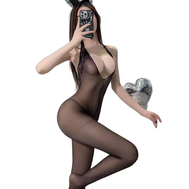 Air Hostess Lingerie Set: Sexy Maid Uniform with Stockings & Fishnet Bodysuit
