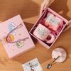 Cute Fufu Ceramic Birthday Cake Mug with Lid & Spoon: Perfect Gift for Girls