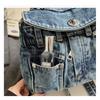 Women Vintage Multi Pocket Denim Backpack with Adjustable Strap for Daily Commute