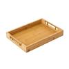 Rectangular Bamboo Serving Tray with Raised Edge Versatile Metal Handles