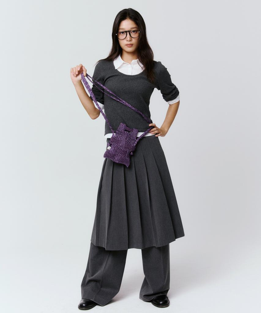 Pleatsmama Mini Crossbow Bag Glitter Deep Purple