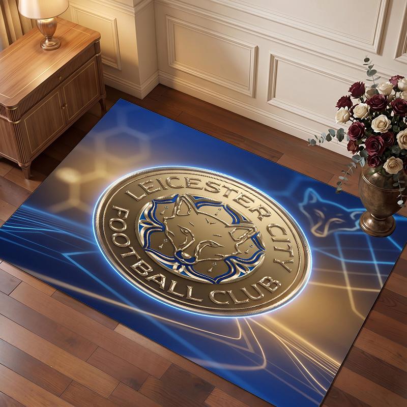 Tappeto in Velluto di Cristallo con Stampa del Leicester City Football, Comodo Assorbente d'Acqua Antiscivolo Tappeto per Pavimenti Interni