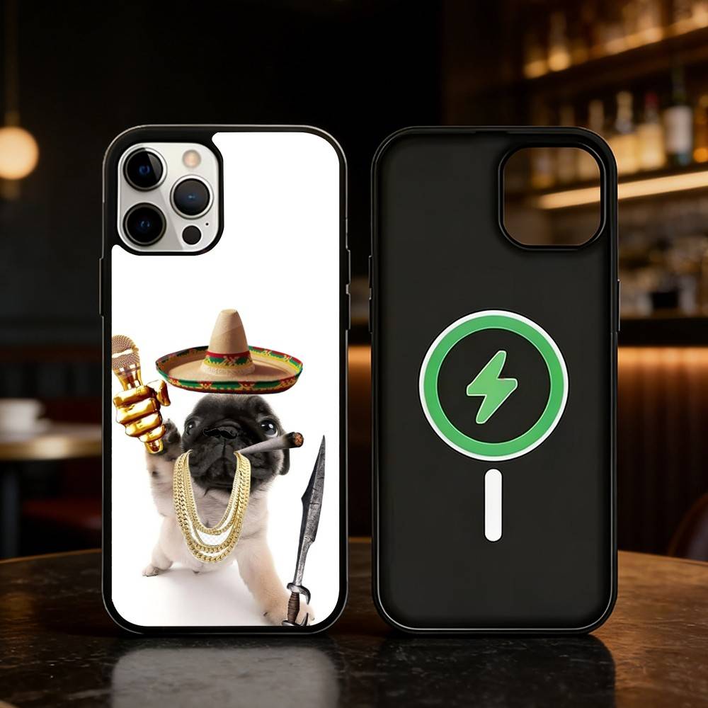 Pug Dog Funny Cartoon Phone Case For iPhone 17,16,15,14,13,12,Plus,Pro,Max For Magnetic Wireless Charge
