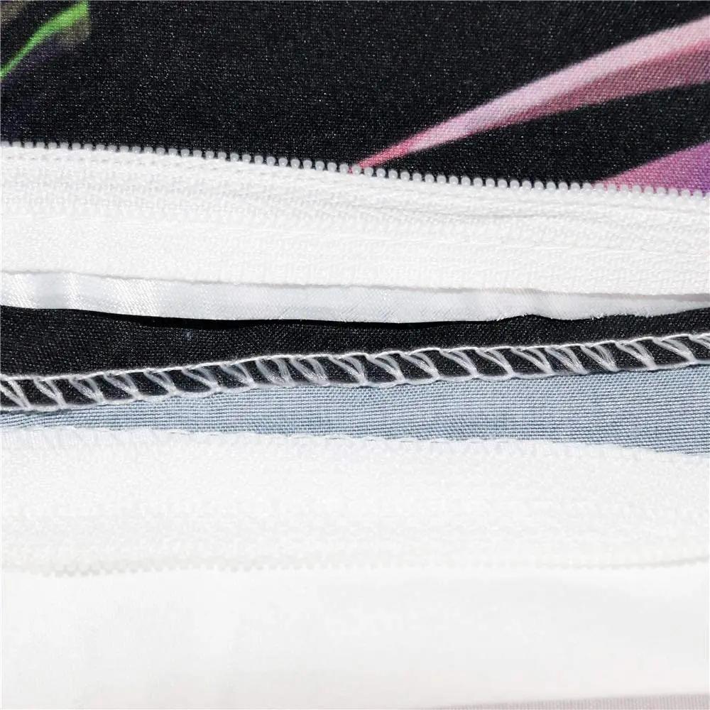 3D-Bettwäscheset mit Zuckerschädel-Motiv, Doppelbettgröße, Blumendruck, schwarzes Mikrofaser-Polyester-Bettwäscheset