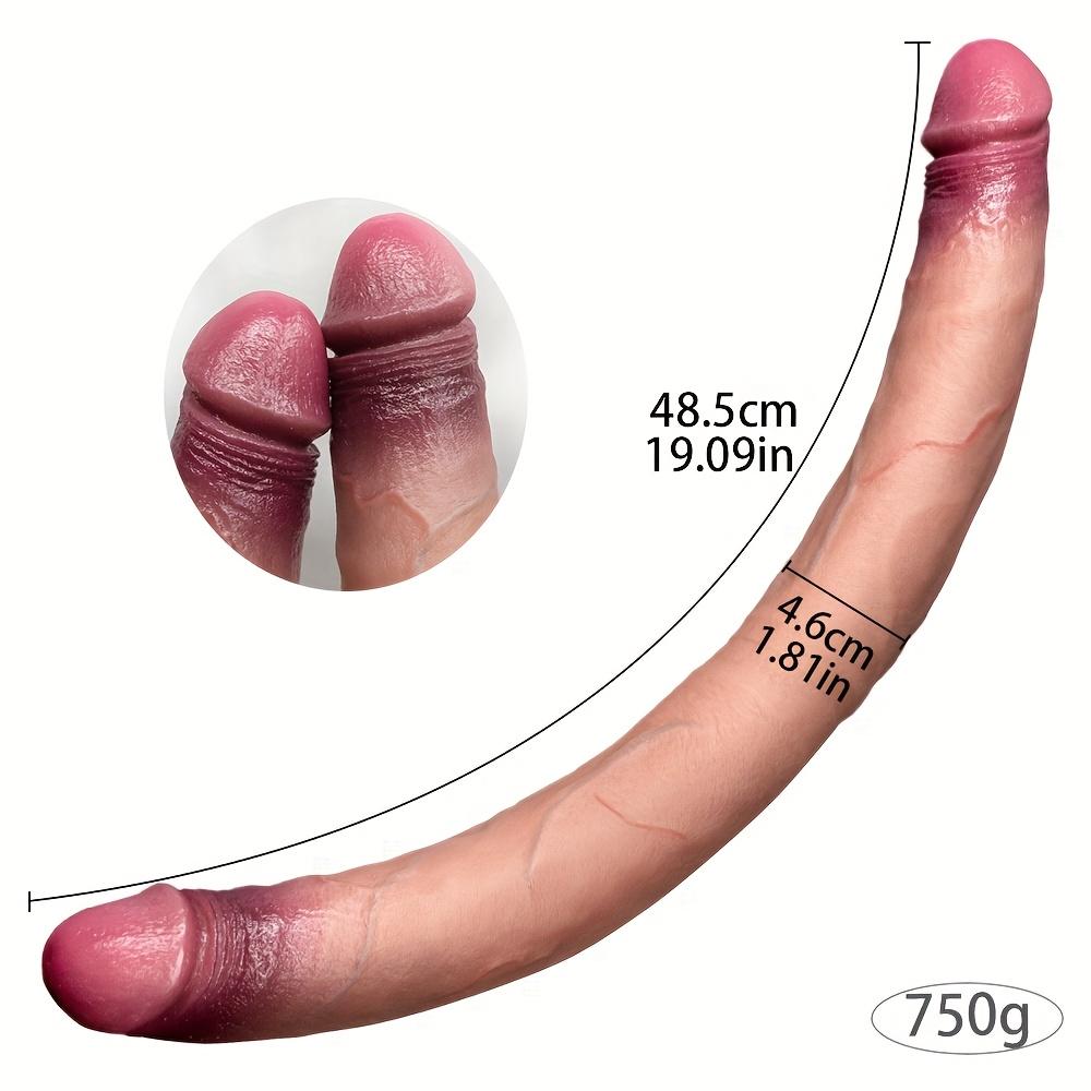 19.09" Realistic Double-Head Liquid Silicone Dildo, Flexible Adult Sex Toy, Clitoral & G-Spot Stimulator, Unisex Erotic Gift