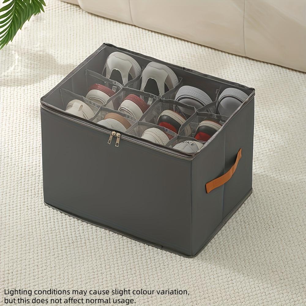 [Faltbarer Schuh-Organizer] 1 Stück Faltbarer Schuh-Organizer mit Deckel - Staubdichte Aufbewahrungsbox aus Oxford-Gewebe für Schuhe, Kleidung & Accessoires
